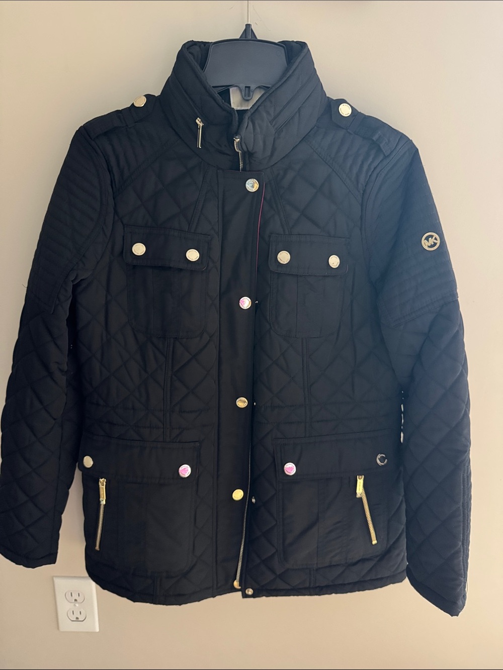 NWOT Michael Kors Quilted Black Jacket with Gold Hardware